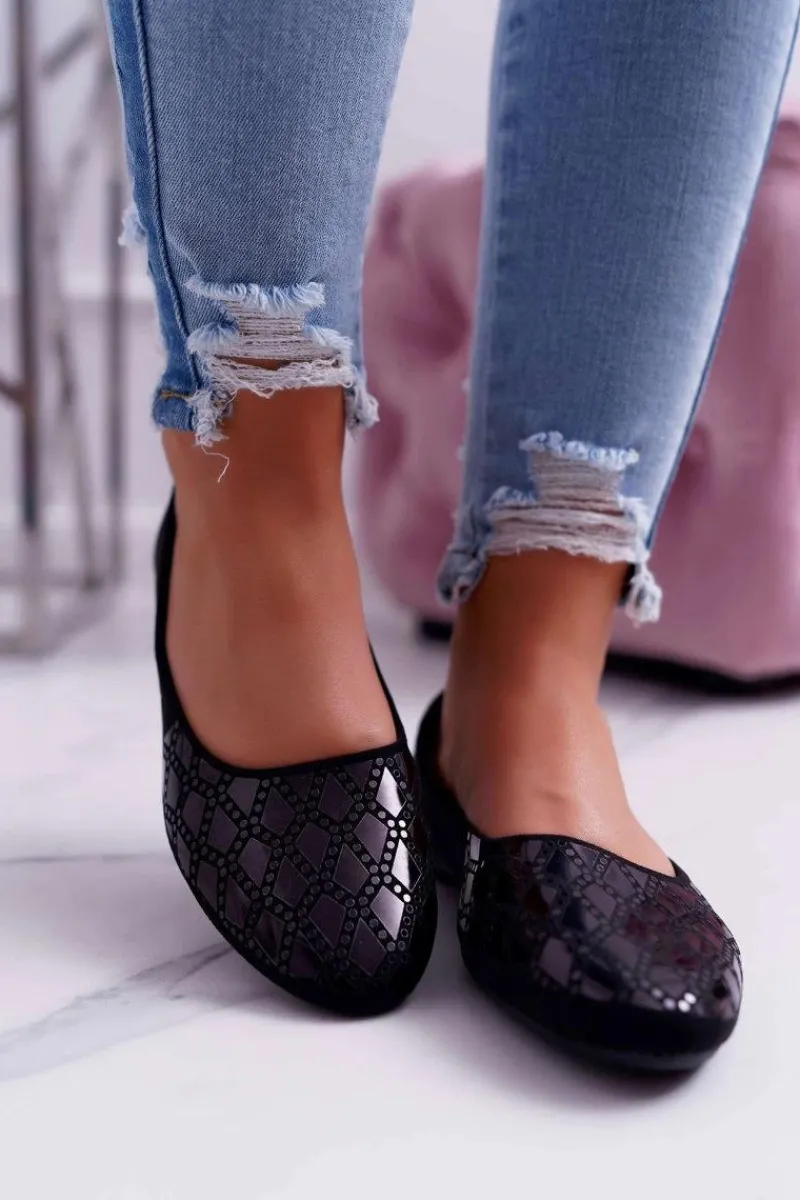 Outlet Boto Baleriny Damskie Zamszowe Czarne Merante