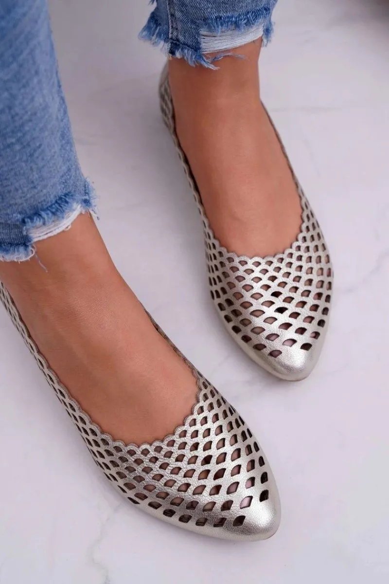 Baleriny Skórzane|Baleriny Klasyczne>Boto Baleriny Damskie Złote Skórzane Exquisite 1107/1