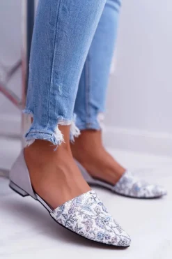 Hot Laura Messi Baleriny 1110 Skóra Szare Augure