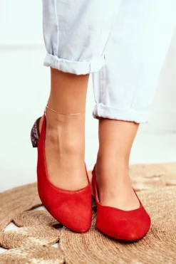 Clearance Maciejka Baleriny Na Obcasie Czerwone 04482-08