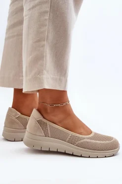 Online Baleriny Na Platformie I Koturnie Beżowe Aviaba Damskie Baleriny Klasyczne