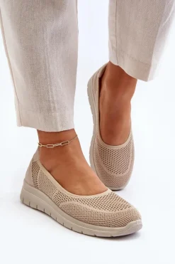 Online Baleriny Na Platformie I Koturnie Beżowe Aviaba Damskie Baleriny Klasyczne