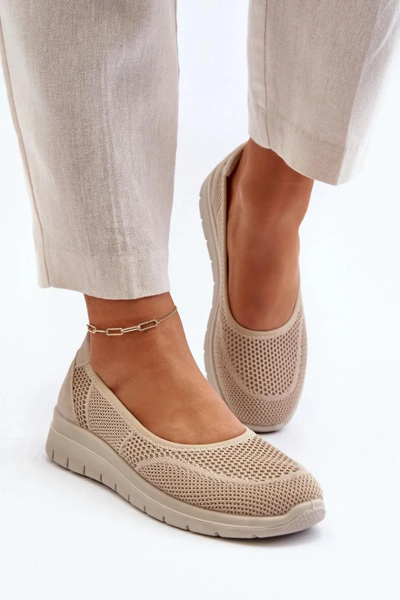 Online Baleriny Na Platformie I Koturnie Beżowe Aviaba Damskie Baleriny Klasyczne