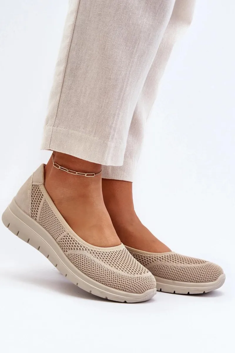 Online Baleriny Na Platformie I Koturnie Beżowe Aviaba Damskie Baleriny Klasyczne