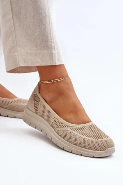Online Baleriny Na Platformie I Koturnie Beżowe Aviaba Damskie Baleriny Klasyczne