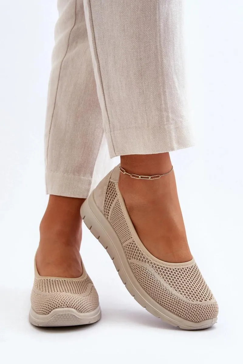 Online Baleriny Na Platformie I Koturnie Beżowe Aviaba Damskie Baleriny Klasyczne