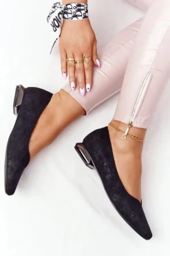 Mokasyny Damskie Zamszowe|Baleriny Klasyczne></noscript>Buty damskie Vinceza Baleriny Na Srebrnym Obcasie Vinceza 21-10601 Czarne