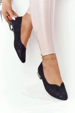 Mokasyny Damskie Zamszowe|Baleriny Klasyczne></noscript>Buty damskie Vinceza Baleriny Na Srebrnym Obcasie Vinceza 21-10601 Czarne