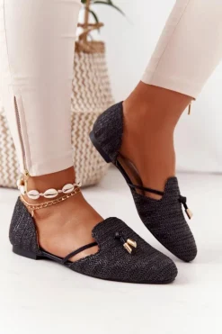 Best Boto Baleriny W Szpic Z Plecionką Lu Boo Czarne
