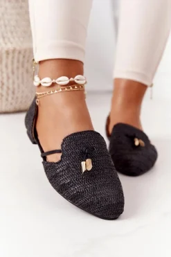 Best Boto Baleriny W Szpic Z Plecionką Lu Boo Czarne