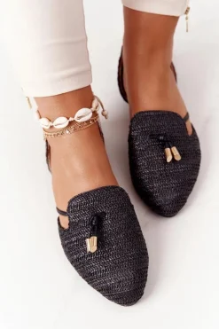 Best Boto Baleriny W Szpic Z Plecionką Lu Boo Czarne