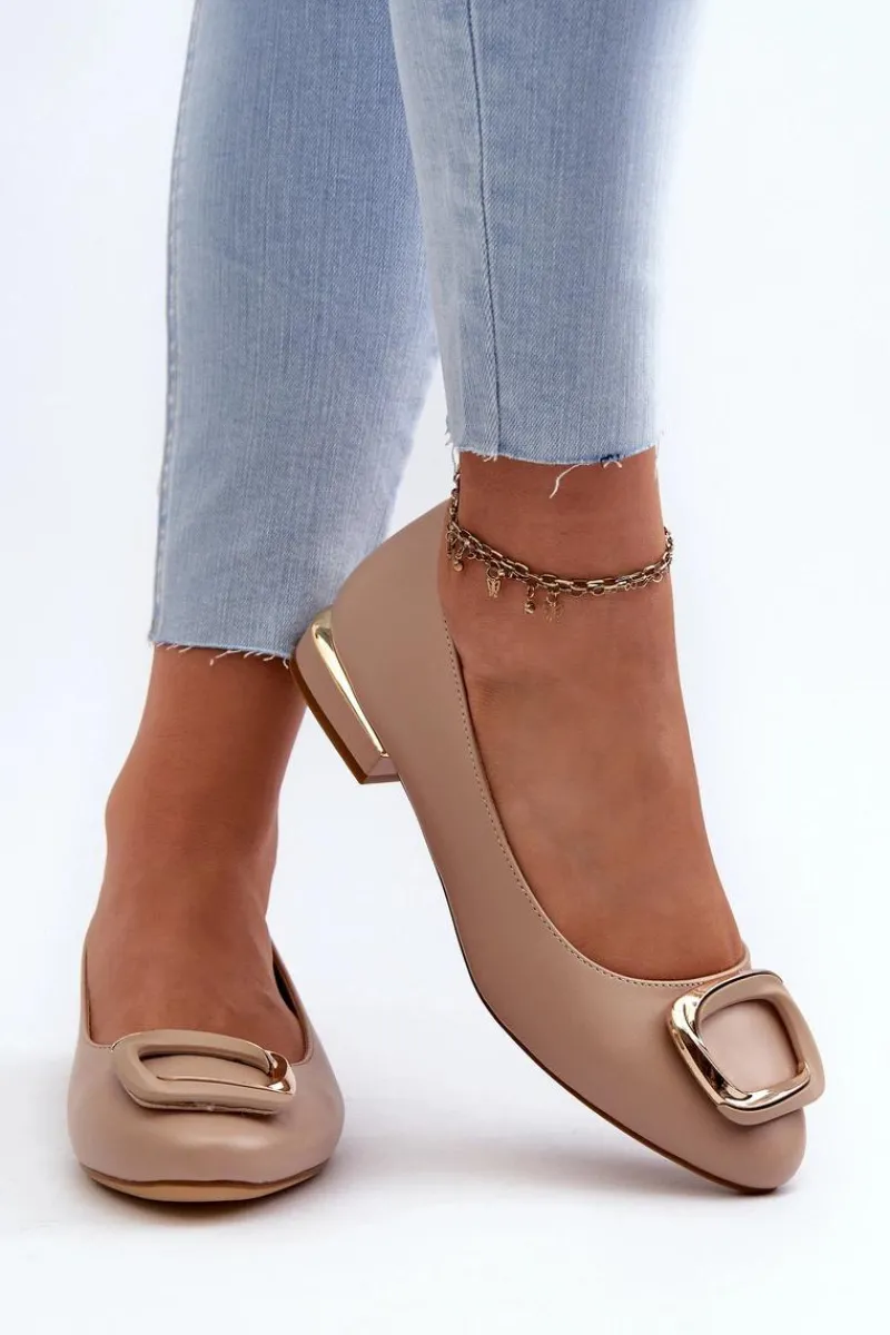 Online Buty Sergio Leone Baleriny Z Klamrą Sergio Leone BL203 Beżowe