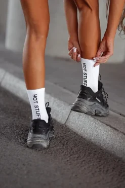 Outlet Milena Bawełniane Skarpetki Damskie HOT STUFF Białe