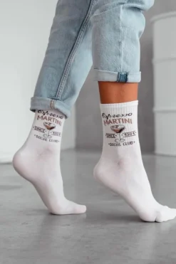 Skarpetki|Skarpetki>Milena Bawełniane Skarpetki Damskie Espresso MARTINI Białe