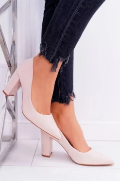 Hot Boto Beżowe Zamszowe Czółenka Satisfied