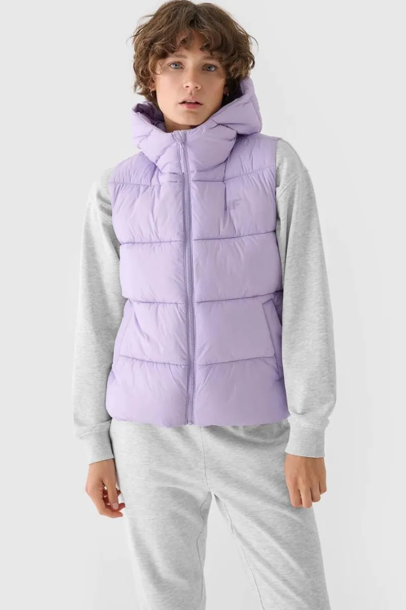 Best 4F Bezrękawnik Damski Puchowy Z Kapturem WAW24TVJAF141-52S Fioletowy