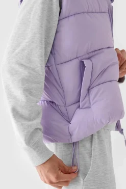Best 4F Bezrękawnik Damski Puchowy Z Kapturem WAW24TVJAF141-52S Fioletowy