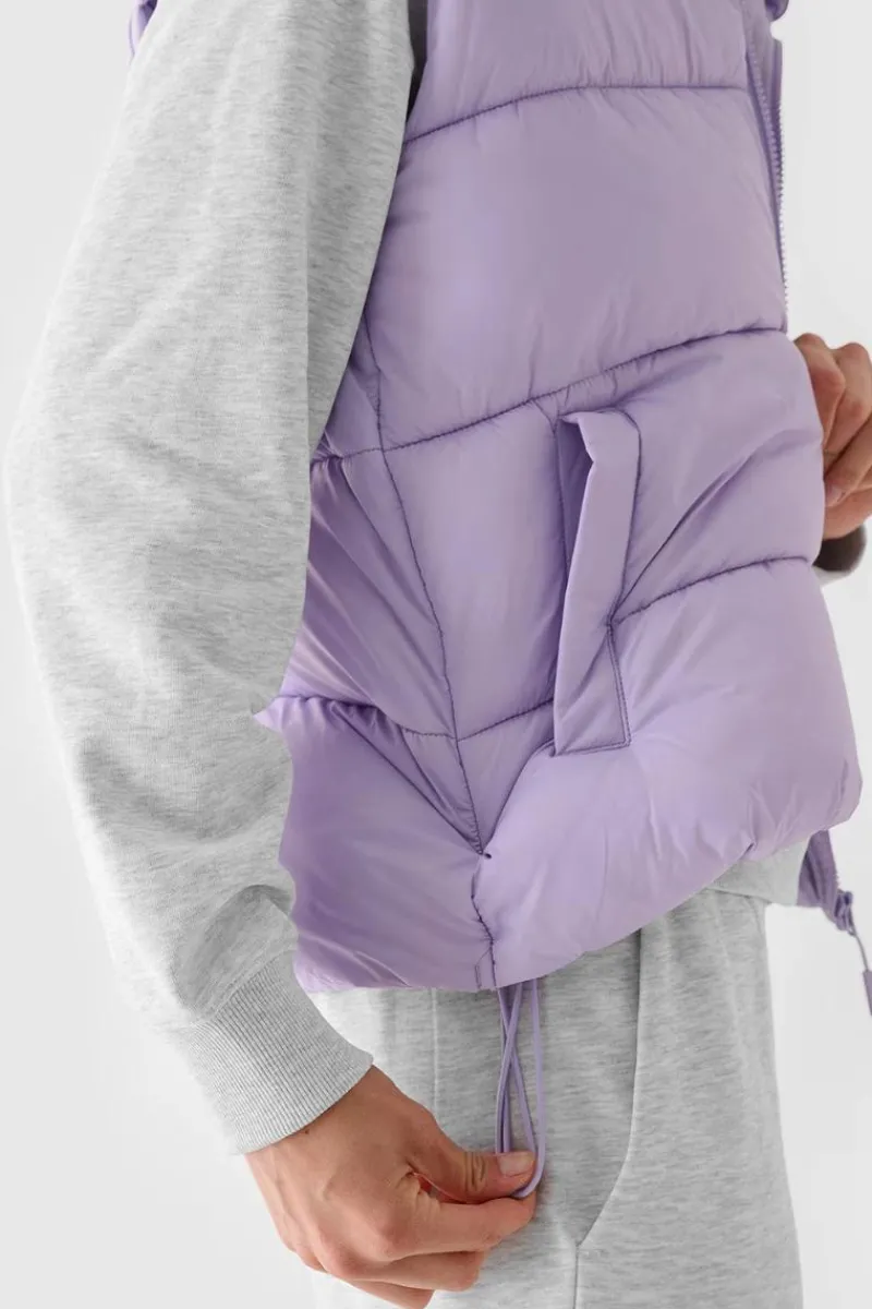 Best 4F Bezrękawnik Damski Puchowy Z Kapturem WAW24TVJAF141-52S Fioletowy