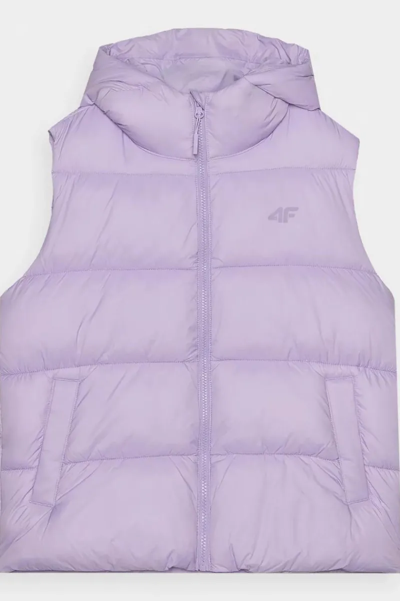 Best 4F Bezrękawnik Damski Puchowy Z Kapturem WAW24TVJAF141-52S Fioletowy