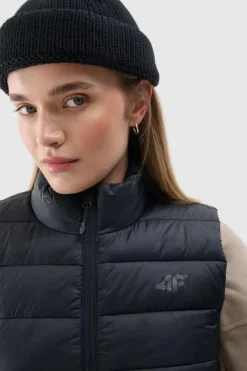 Hot 4F Bezrękawnik Damski Puchowy Ze Stójką WAW24TVJAF139-20S Czarny