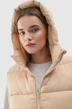 Clearance Bezrękawnik Damski Puchowy Z Kapturem WAW24TVJAF141-83S Damskie Kurtki Damskie|Odzież 4F