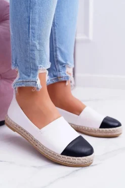 Outlet Białe Damskie Espadryle Flaty Damskie Czarne Espadryle