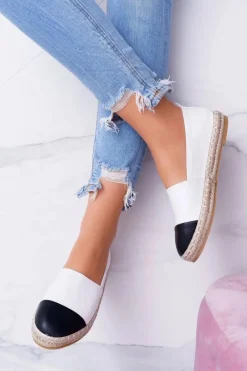Outlet Białe Damskie Espadryle Flaty Damskie Czarne Espadryle