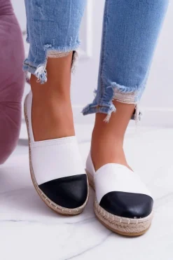 Outlet Białe Damskie Espadryle Flaty Damskie Czarne Espadryle