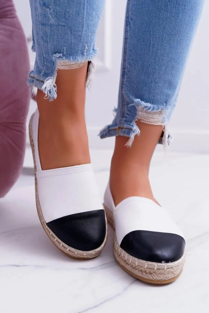 Outlet Białe Damskie Espadryle Flaty Damskie Czarne Espadryle