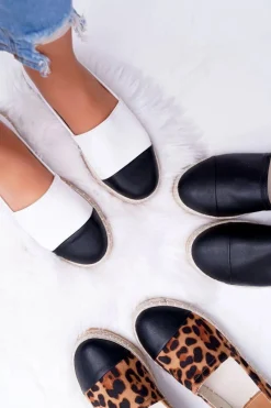 Outlet Białe Damskie Espadryle Flaty Damskie Czarne Espadryle