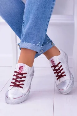 Trampki Damskie Big Star|Trampki Damskie Niskie>Big Star Shoes Big Star Białe Posrebrzane Tenisówki Trampki BB274014