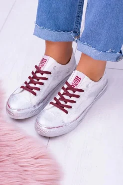 Trampki Damskie Big Star|Trampki Damskie Niskie>Big Star Shoes Big Star Białe Posrebrzane Tenisówki Trampki BB274014