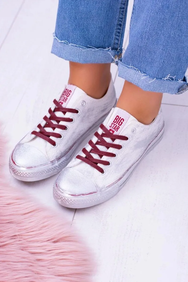 Trampki Damskie Big Star|Trampki Damskie Niskie>Big Star Shoes Big Star Białe Posrebrzane Tenisówki Trampki BB274014