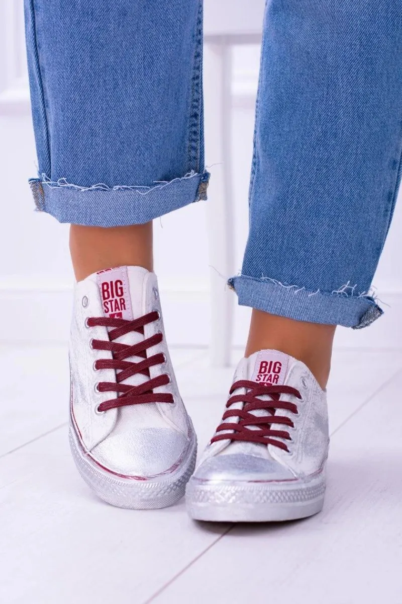 Trampki Damskie Big Star|Trampki Damskie Niskie>Big Star Shoes Big Star Białe Posrebrzane Tenisówki Trampki BB274014