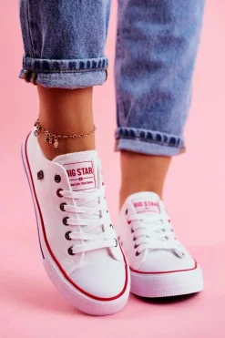 Sale Big Star Shoes Big Star Damskie Białe Trampki T274022 Biały