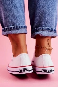 Sale Big Star Shoes Big Star Damskie Białe Trampki T274022 Biały