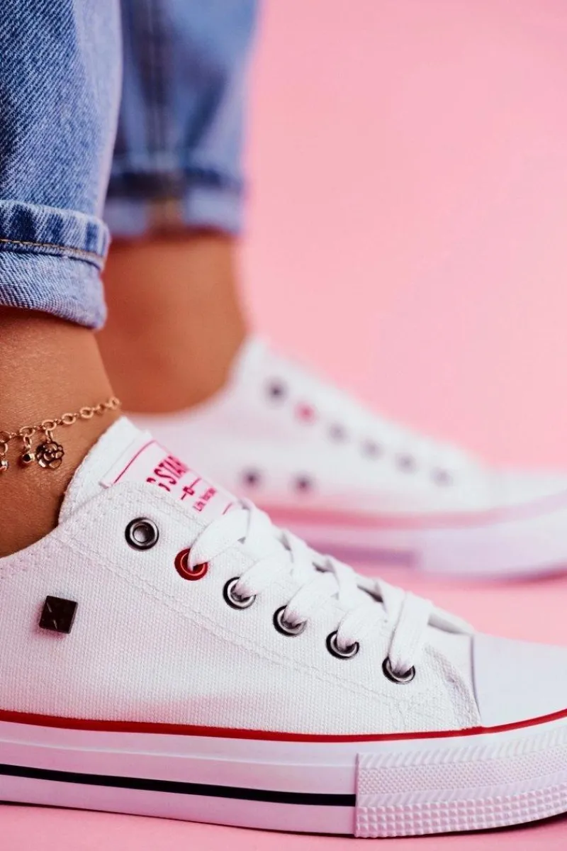 Sale Big Star Shoes Big Star Damskie Białe Trampki T274022 Biały