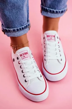 Sale Big Star Shoes Big Star Damskie Białe Trampki T274022 Biały
