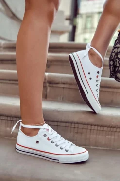 Sale Big Star Shoes Big Star Damskie Białe Trampki T274022 Biały