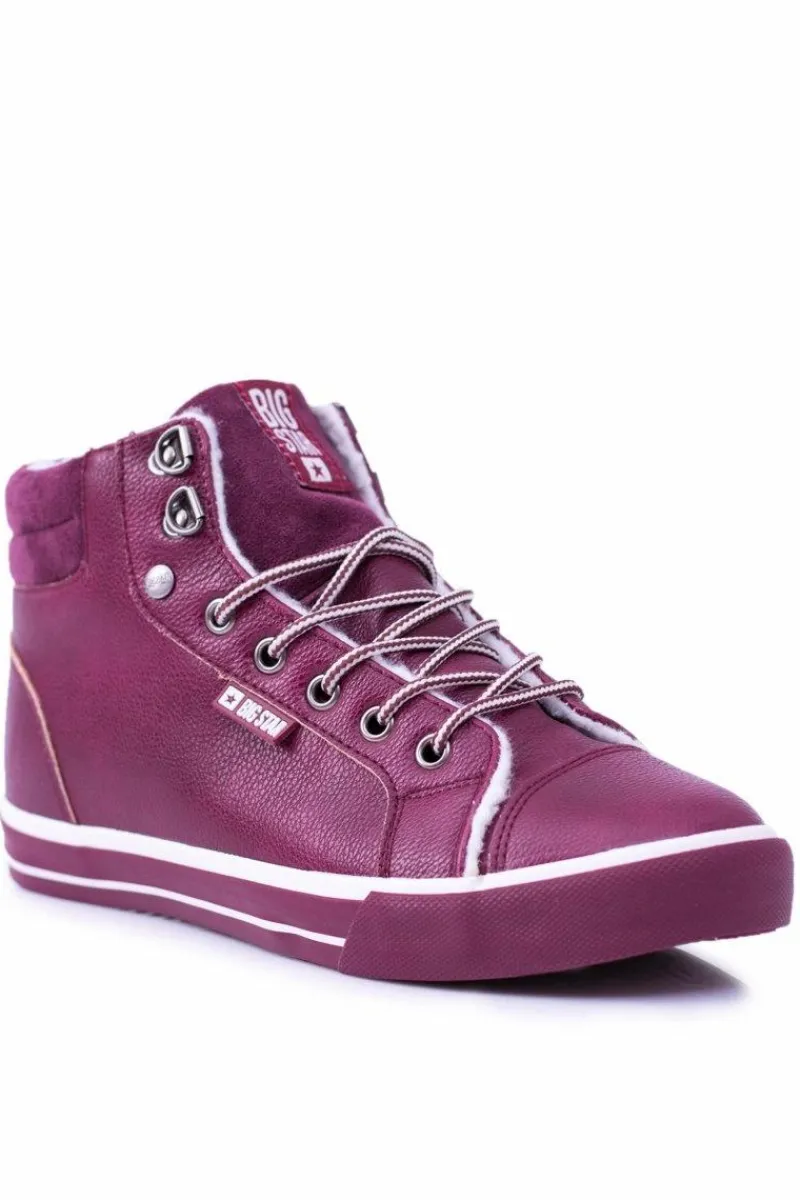 Discount Big Star Ocieplane Bordowe Damskie Tenisówki BB274007 Damskie Trampki Damskie Big Star|Big Star