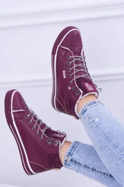 Discount Big Star Ocieplane Bordowe Damskie Tenisówki BB274007 Damskie Trampki Damskie Big Star|Big Star