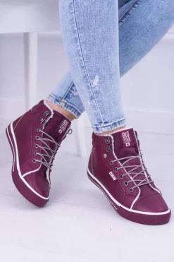 Discount Big Star Ocieplane Bordowe Damskie Tenisówki BB274007 Damskie Trampki Damskie Big Star|Big Star