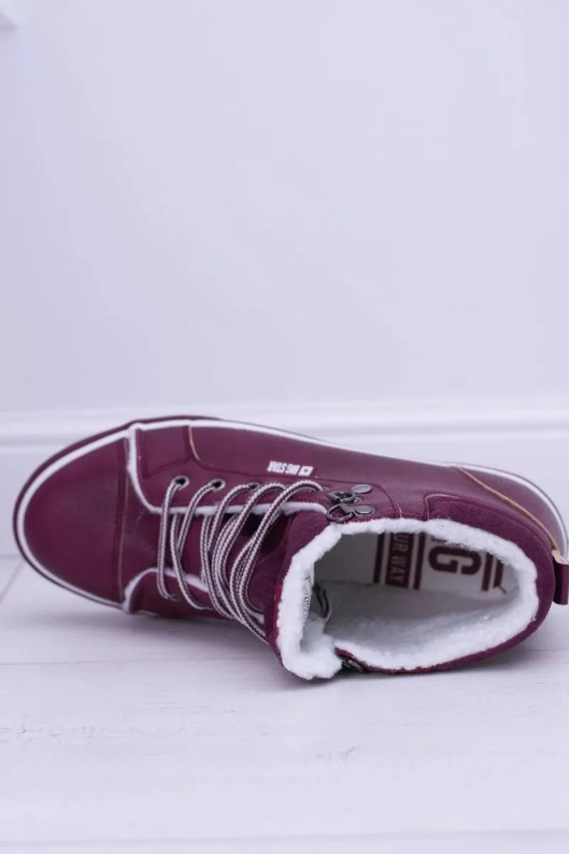 Discount Big Star Ocieplane Bordowe Damskie Tenisówki BB274007 Damskie Trampki Damskie Big Star|Big Star