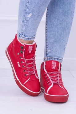 Clearance Big Star Shoes Big Star Ocieplane Czerwone Damskie Tenisówki BB274003