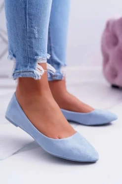 Baleriny Klasyczne>Boto Błękitne Damskie Balerinki Zamsz Bueno