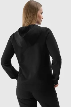 4F Bluza Damska Dresowa Z Kapturem Rozpinana Bawełniana Czarna WMM00TSWSF1467-20S