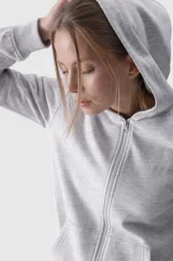 New 4F Bluza Damska Dresowa Z Kapturem Rozpinana Bawełniana Szara WMM00TSWSF1467-27M Szary