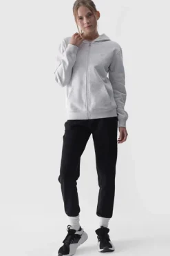 New 4F Bluza Damska Dresowa Z Kapturem Rozpinana Bawełniana Szara WMM00TSWSF1467-27M Szary