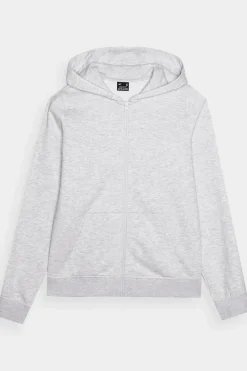 New 4F Bluza Damska Dresowa Z Kapturem Rozpinana Bawełniana Szara WMM00TSWSF1467-27M Szary