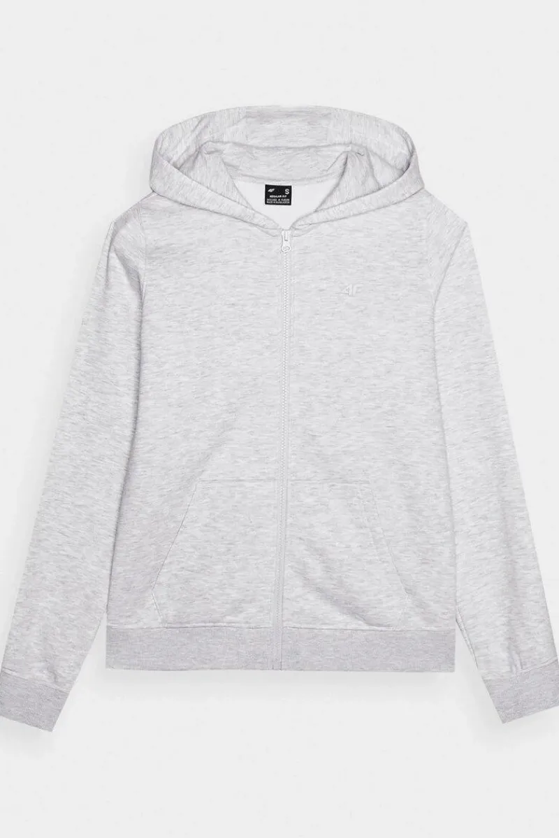 New 4F Bluza Damska Dresowa Z Kapturem Rozpinana Bawełniana Szara WMM00TSWSF1467-27M Szary